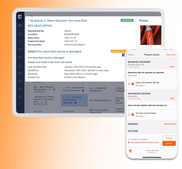 defect quoting app on mobile and tablet
